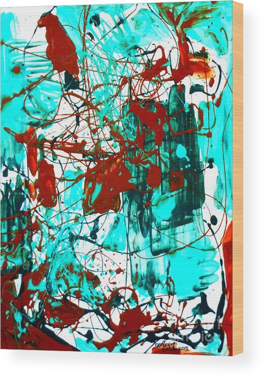 Abstract Wood Print featuring the painting After Pollock by Genevieve Esson