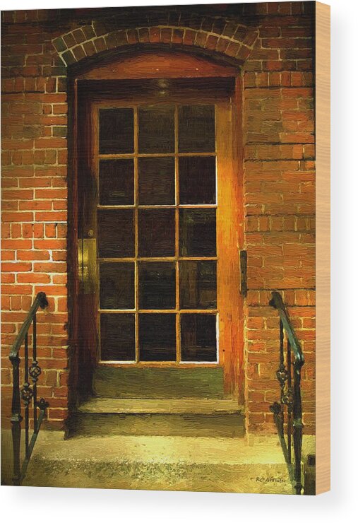 Door Wood Print featuring the painting Afterdinner Sunset in Amherst by RC DeWinter