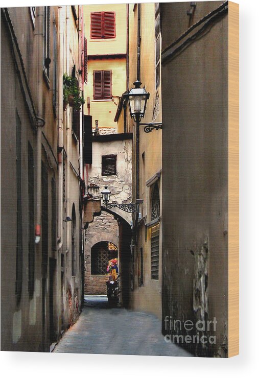 Florence Wood Print featuring the photograph Alley in Florence 1 by Jennie Breeze