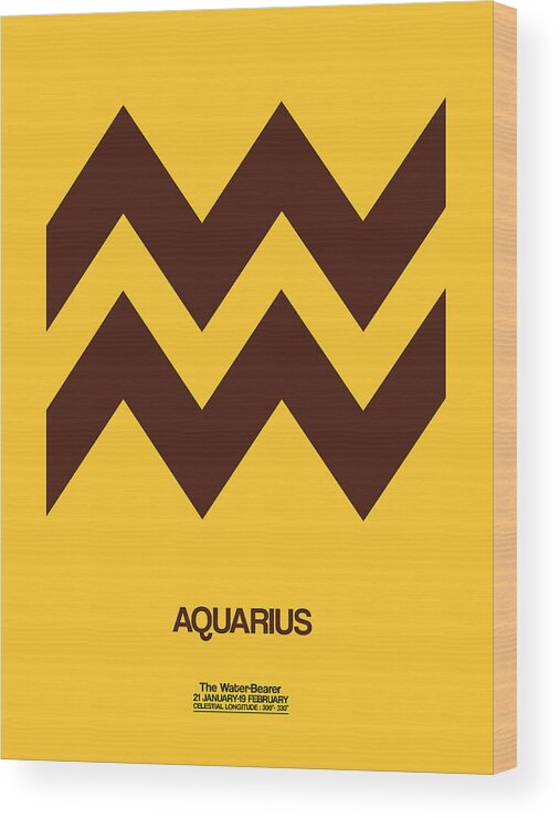 Aquarius Wood Print featuring the digital art Aquarius Zodiac Sign Brown by Naxart Studio