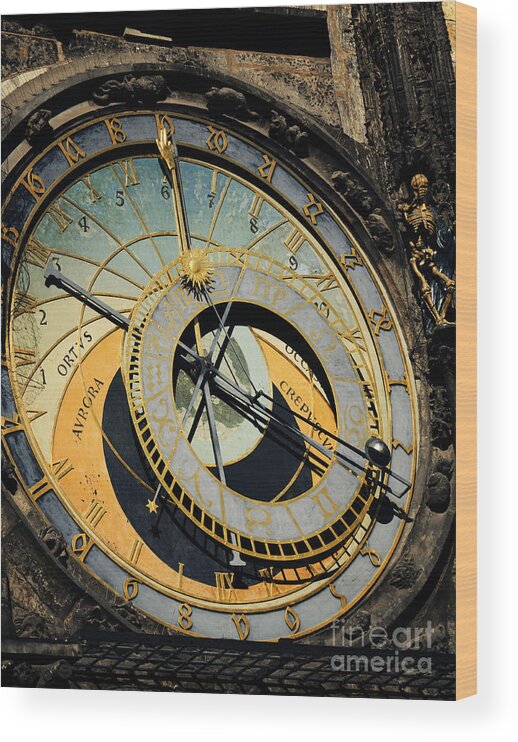 Prague Wood Print featuring the photograph Astronomical clock in Prague by Jelena Jovanovic
