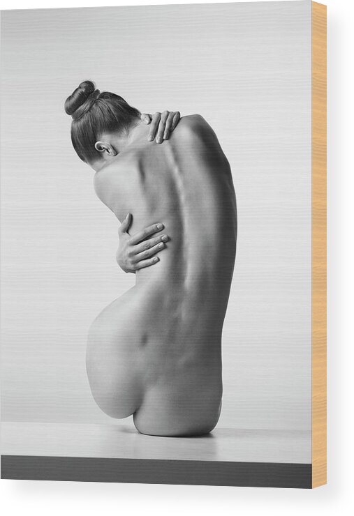 Fine Art Nude Wood Print featuring the photograph Back (4) by Arkadiusz Branicki