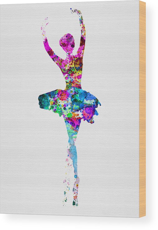 Ballet Wood Print featuring the painting Ballerina Watercolor 1 by Naxart Studio