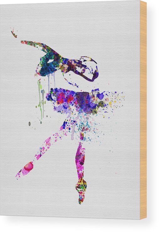 Ballet Wood Print featuring the painting Ballerina Watercolor 2 by Naxart Studio