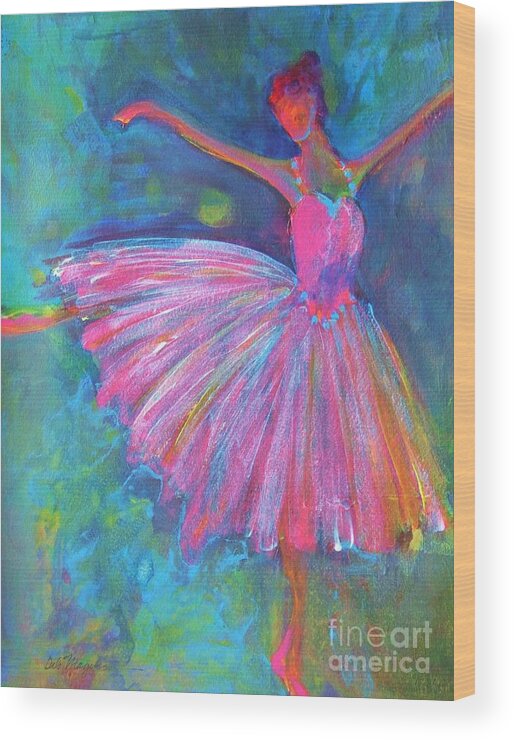 Acrylic Paintings Of Dancers Wood Print featuring the painting Ballet Bliss by Deb Magelssen