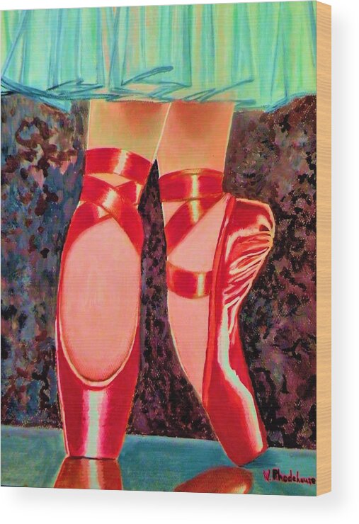 Ballet Wood Print featuring the painting Ballet Slippers by Victoria Rhodehouse