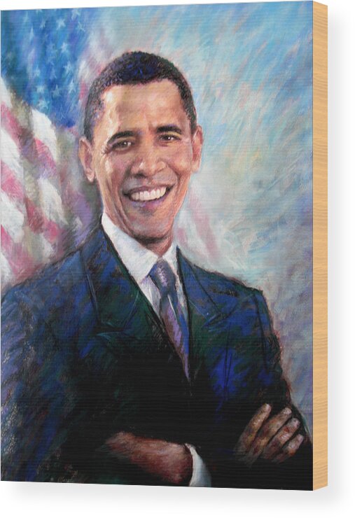Barack Obama Wood Print featuring the drawing Barack Obama by Viola El