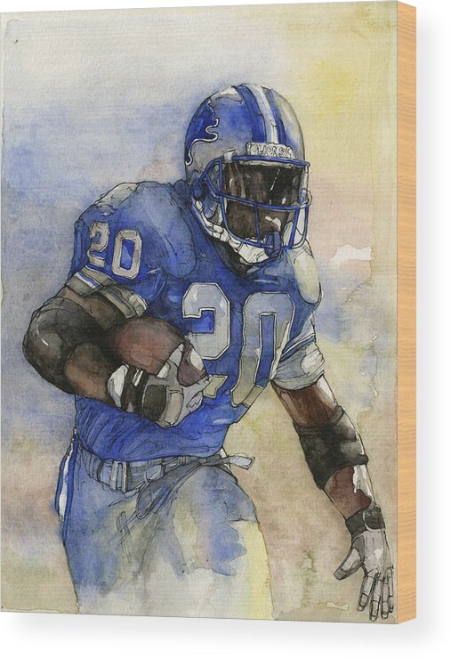 Barry Sanders Wood Print featuring the painting Barry Sanders by Michael Pattison