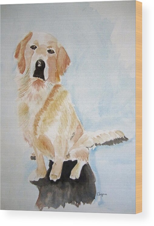 Dog Wood Print featuring the painting Best friend by Elvira Ingram