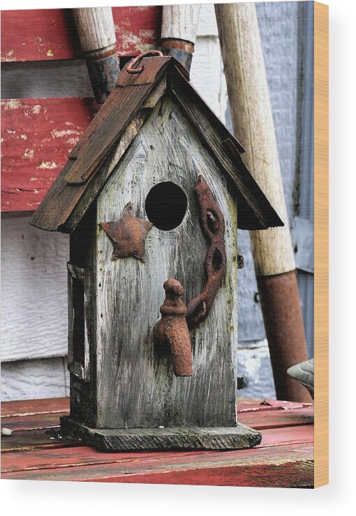 Bird House Wood Print featuring the photograph Bird house with water by Ron Roberts