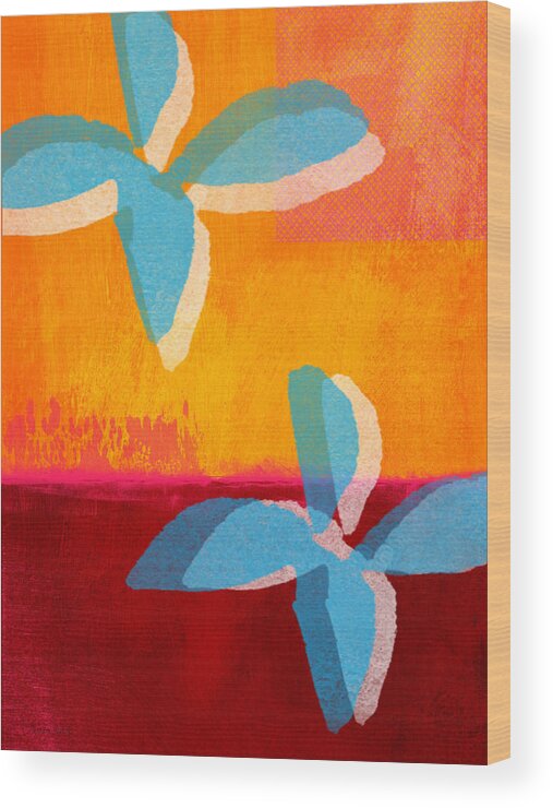 Abstract Painting Wood Print featuring the painting Blue Jasmine by Linda Woods