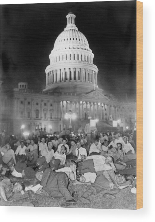 1932 Wood Print featuring the photograph Bonus Army Sleeps At Capitol by Underwood Archives