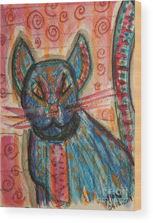 Kitty Wood Print featuring the mixed media Bossa Nova KittyKat by Mimulux Patricia No