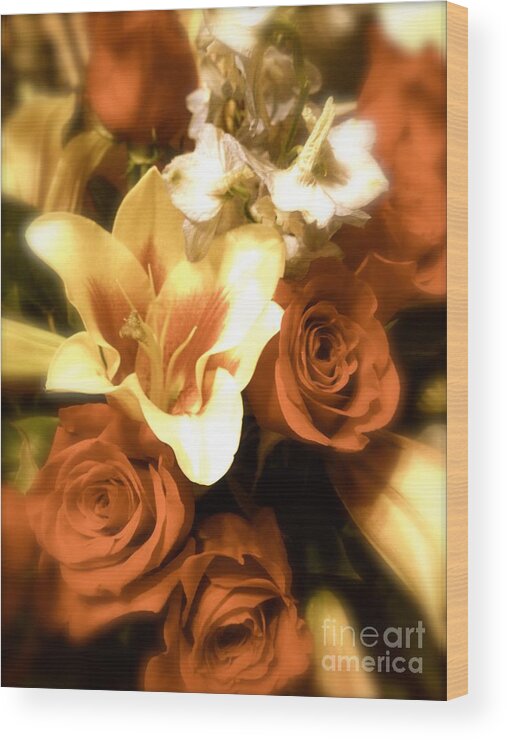Flowers Wood Print featuring the photograph Bridal bouquet by Deena Withycombe