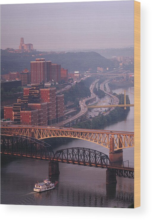 Ferry Wood Print featuring the photograph Bridges Over Monongahela River by Richard I'anson