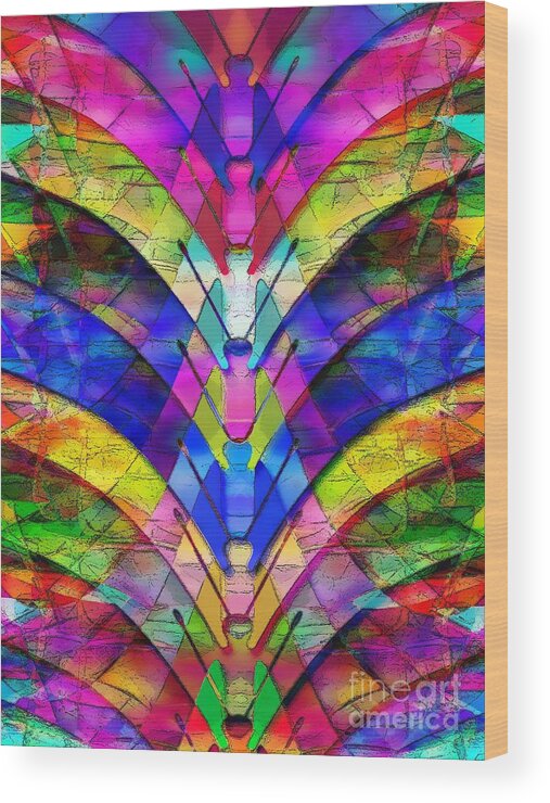 Abstract Wood Print featuring the digital art Butterfly Collector's Dream by Klara Acel