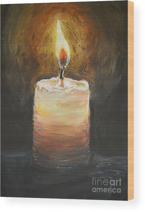 Candle Wood Print featuring the painting Candle by Sheena Kohlmeyer