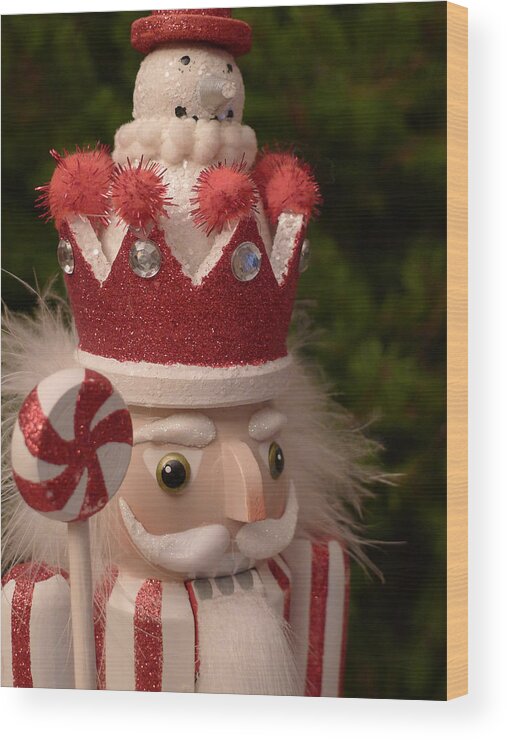 Nutcracker Wood Print featuring the photograph Candy Cane Nutcracker by Richard Reeve