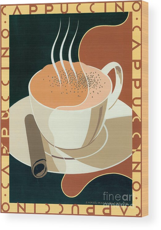 Brian James Wood Print featuring the digital art Cappuccino by MGL Meiklejohn Graphics Licensing