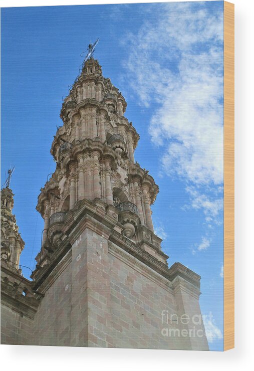 Claudia's Art Dream Wood Print featuring the photograph Cathedral Basilica Tower by Claudia Ellis