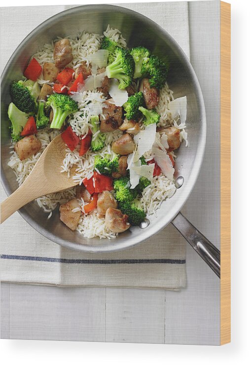 Broccoli Wood Print featuring the photograph Chicken And Rice Stir Fry by Iain Bagwell