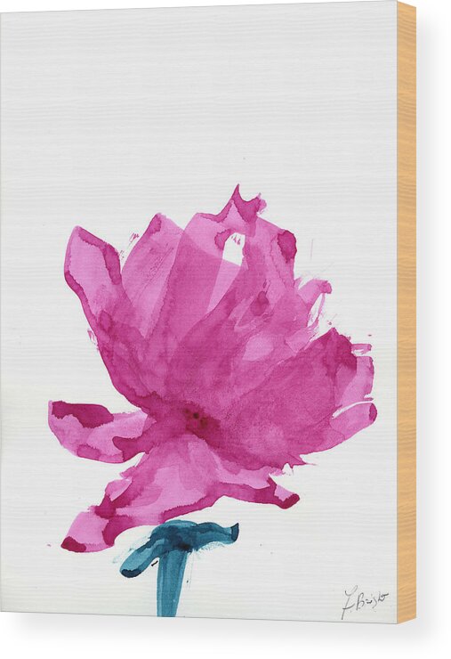 Rose Hibiscus Wood Print featuring the painting Chinese Rose Hibiscus by Frank Bright