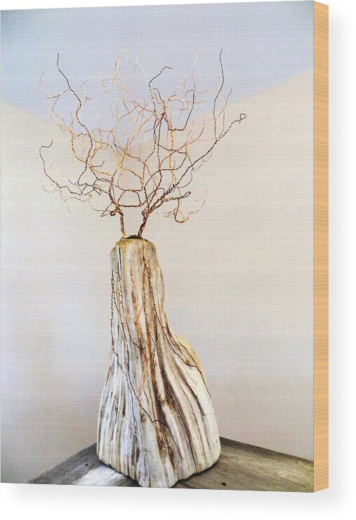 Driftwood Wire Copper Bronze Tree Rose Gold Limbs Trunk Vines Roots Non Varnish Height Freestanding Old Wildlife Natural Water Drift Brass Wood Print featuring the sculpture Climb To The Top by Daniel Dubinsky