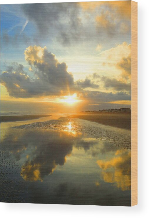 Clouds Wood Print featuring the photograph Clouds Reflection by Jan Marvin by Jan Marvin
