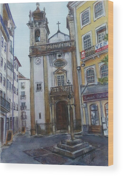 Coimbra Wood Print featuring the painting Coimbra by Henrieta Maneva