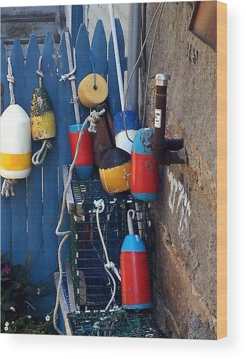 Coastal Wood Print featuring the photograph Colorful Buoys by Christine Fournier