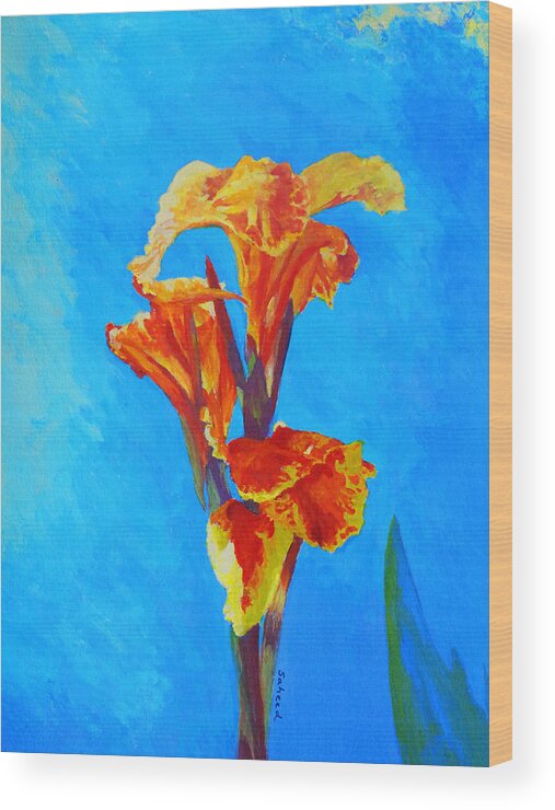 Canna Wood Print featuring the painting Colorful Canna by Margaret Saheed