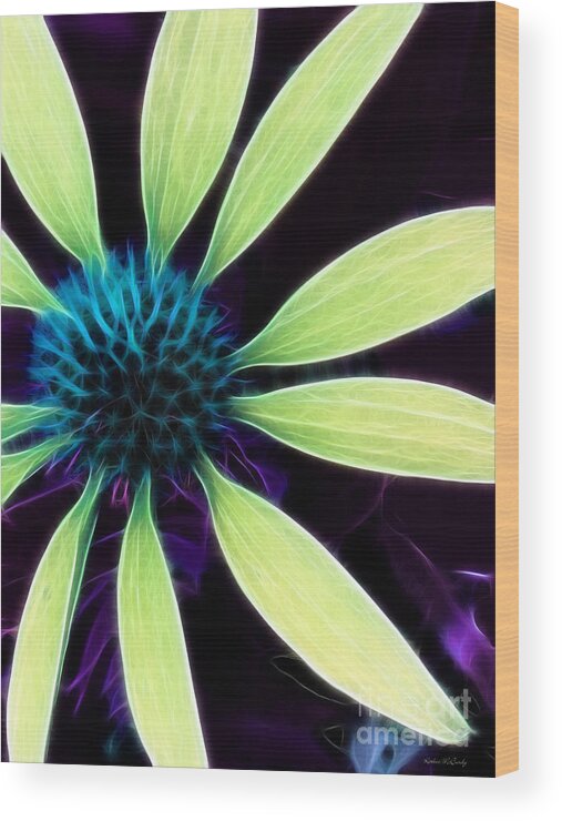 Coneflower Wood Print featuring the photograph Coneflower Lime Abstract by Kathie McCurdy