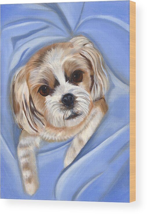 Pets Wood Print featuring the painting Corky by Kathie Camara