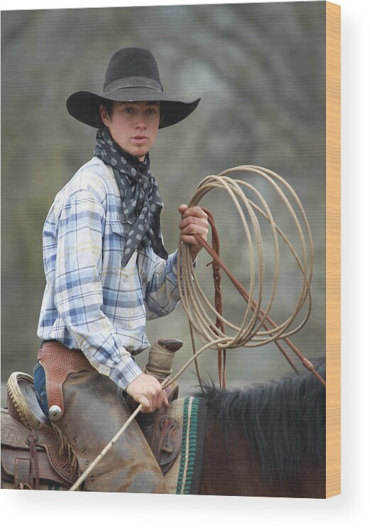 Hats Wood Print featuring the photograph Cowboy Signature 13 by Diane Bohna