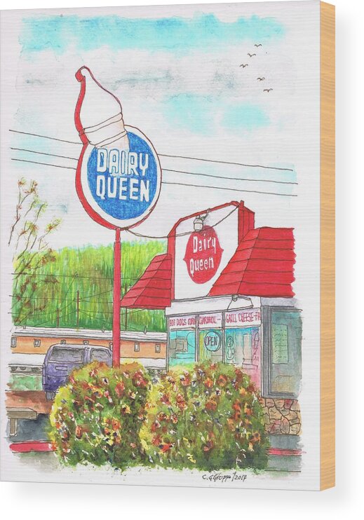 Dairy Queen Wood Print featuring the painting Dairy Queen in Route 66, Williams, Arizona by Carlos G Groppa