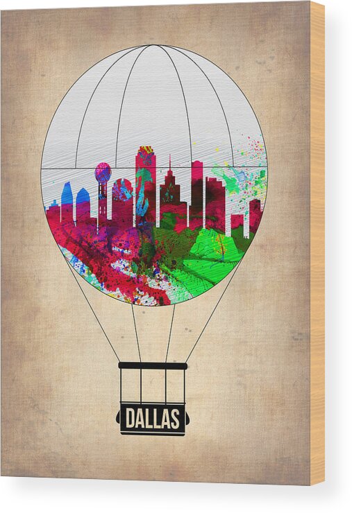 Dallas Wood Print featuring the painting Dallas Air Balloon by Naxart Studio