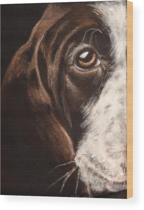 Short Haired Pointer Close Up Of Pup Wood Print featuring the painting Darcy by Carol Russell
