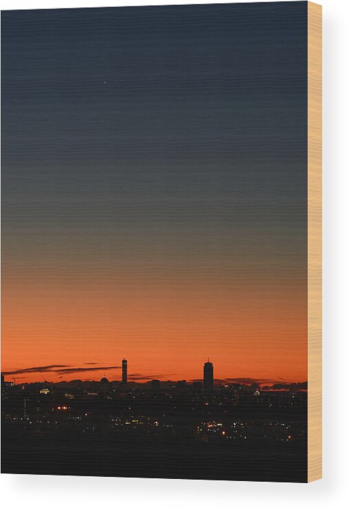 Boston Wood Print featuring the photograph Dawn Sky over Boston by Ken Stampfer