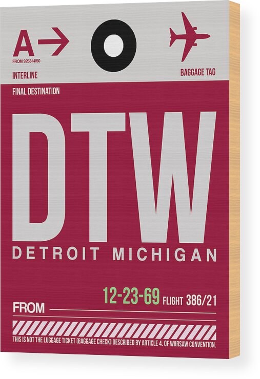 Detroit Wood Print featuring the digital art Detroit Airport Poster 2 by Naxart Studio
