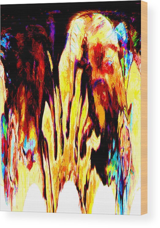 Abstract Wood Print featuring the digital art Don't Cry Over Spilled Paint by John Lautermilch