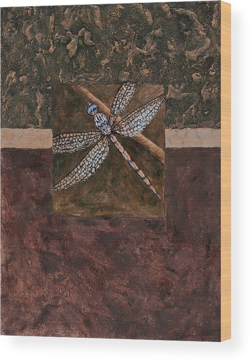 Dragonfly Wood Print featuring the painting Dragonfly by Darice Machel McGuire