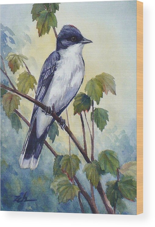 Bird Wood Print featuring the painting Eastern Kingbird by Janet Zeh