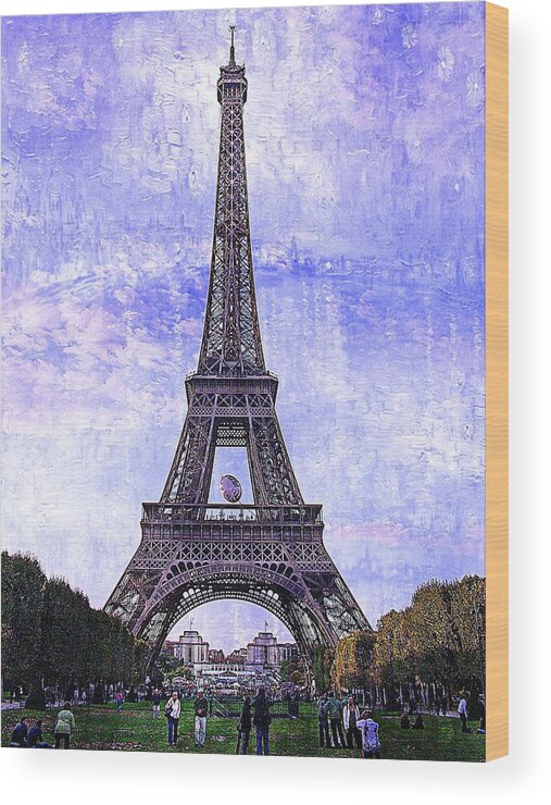 France Wood Print featuring the photograph Eiffel Tower Paris by Kathy Churchman