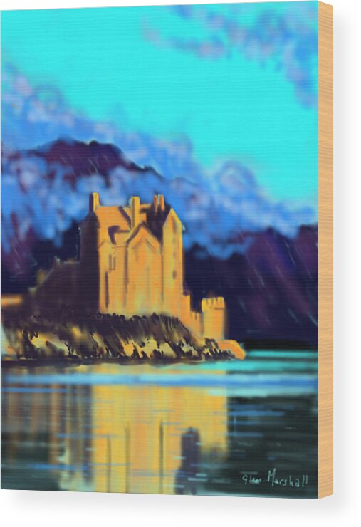 Glenn Marshall Wood Print featuring the painting Eilean Donan Castle by Glenn Marshall