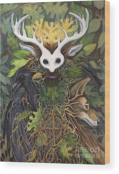 Nature Wood Print featuring the painting Faerie King by Antony Galbraith