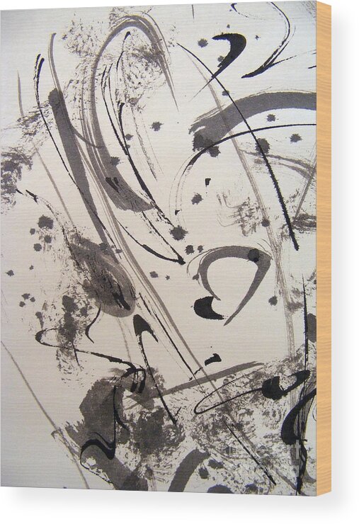 Ink Abstract Wood Print featuring the painting Fancy Dance by Nancy Kane Chapman