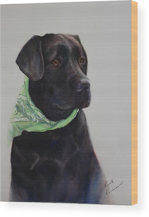 Dog Wood Print featuring the painting Finnegan by Ruth Kamenev