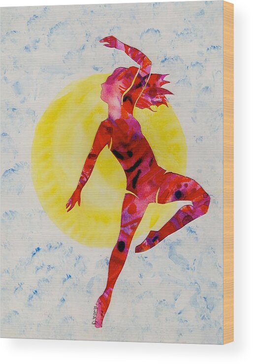 Mary Ogden Armstrong Wood Print featuring the painting Fire dancer by Mary Armstrong