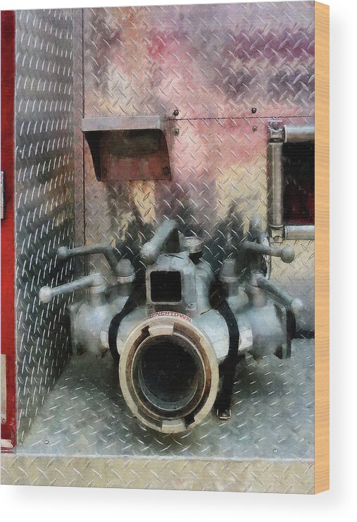Nozzle Wood Print featuring the photograph Fireman - Large Fire Hose Nozzle by Susan Savad