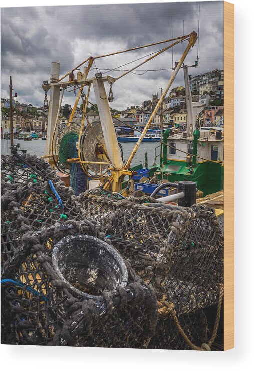 Brixham Wood Print featuring the photograph Fishing pots at Brixham by Mark Llewellyn